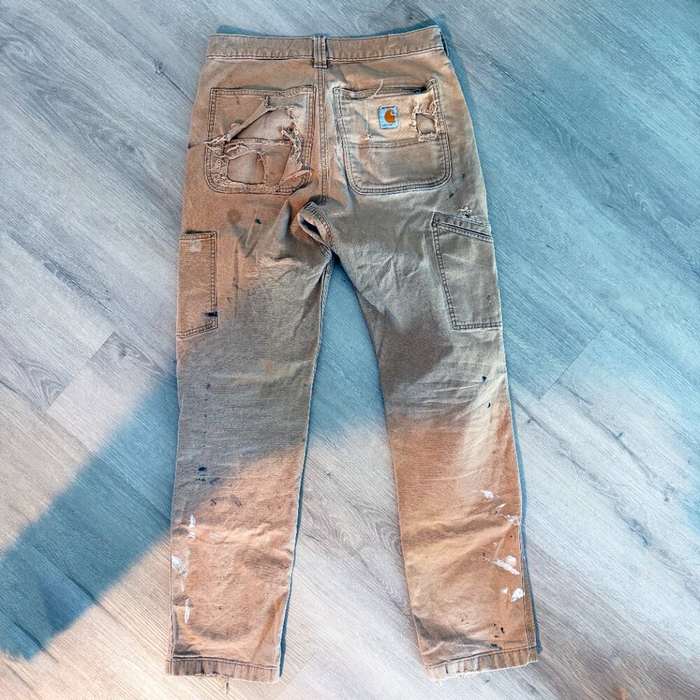 Carhartt 31x34 Double Front Rugged Flex Work Pants - Distressed Paint - Picture 3 of 8